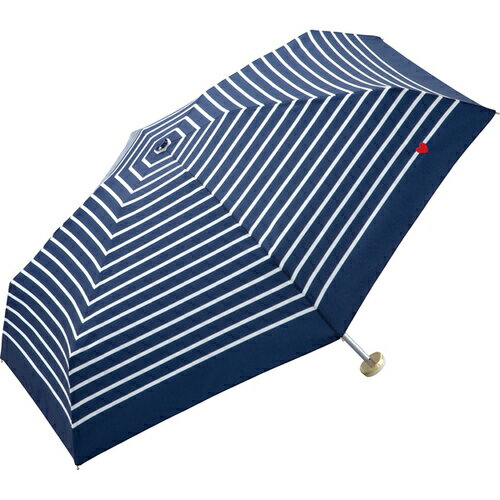 ダブリュピーシー（Wpc.）　ハート刺繍ボーダー　mini　3020－126－002　ネイビー│傘・レインウェア・雨具　折りたたみ傘 1