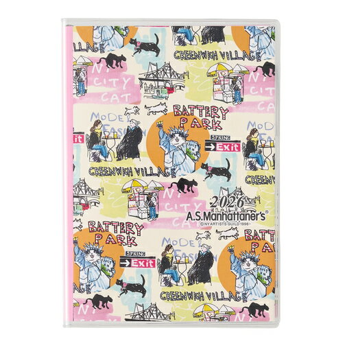 【2025年11月始まり】　ペイジェム（PAGEM　by　NOLTY）　ペイジェムA.Sマンハッタナーズ　A6　マンスリーブロック　2462　ダウンタウン猫歩き　日曜始まり