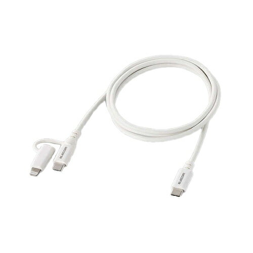 エレコム(ELECOM) 2in1ケーブル(USB Type-C−USB Type-C、 Lightning変換) 1m MPA-CCLAD10WH ホワイト エレコム(ELECOM) 2in1ケーブル(USB Type-C−USB Type-C、 Lightning変換) 1m MPA-CCLAD10WH ホワイト