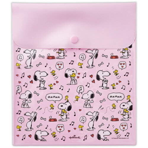 ホールマーク（Hallmark）　　Life　with　Snoopy　and　Friends　フラットポーチ　ピンク