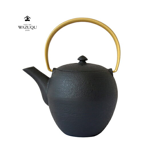 ワズク（WAZUQU）　まゆ　鉄急須　S　80006　黒／金ツル