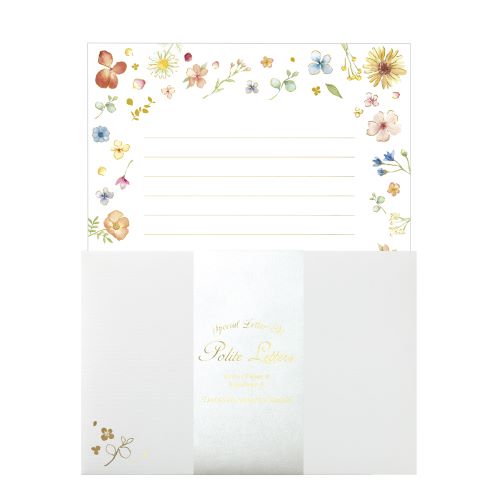 包む　レターセット　箔押し　スウィートフラワー　TL0D7