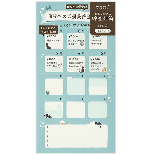 ミドリ（MIDORI）　貯金封筒　12ヵ月タイプ　ネコ柄　25596006│キャラクターグッズ・地球儀・雑貨　貯金箱のサムネイル
