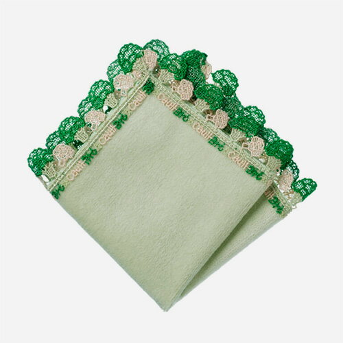 近沢レース店　シーズンタオルハンカチ　ブロッカリ　グリーン...