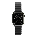 ピージーエー(PGA) AppleWatch 49/46/45/44/42mm用 PUレザーマグネットバンド ブラック
