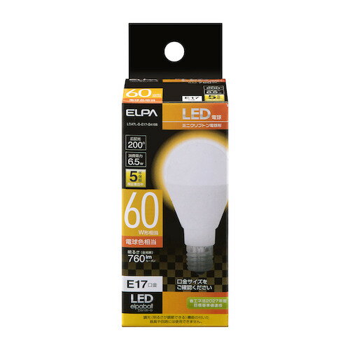 エルパ ELPA LED電球 ミニクリプトン球形 LDA7LGE17G4106 電球色│LED電球・LED蛍光灯