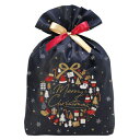 【クリスマス】　包む　巾着BAG　クリスマスネイビー　480　CD032　ネイビー│ラッピング用品　ラッピング袋