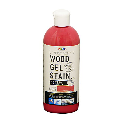 アサヒペン 水性 WOODジェルステイン 300mL ストロベリーレッド