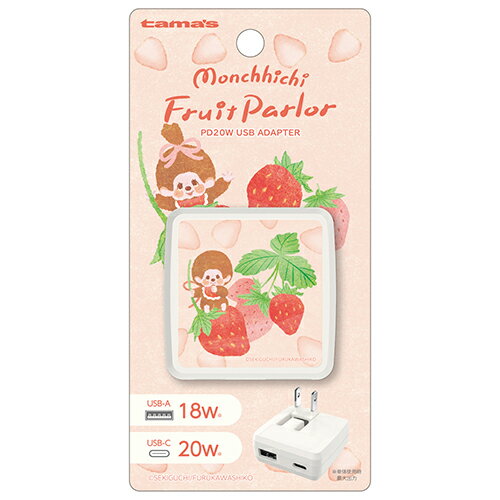 多摩電子工業　モンチッチ　PD20W　AC充電器　いちご