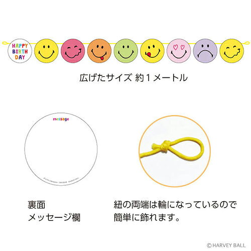 ハンズ(HANDS)楽天市場店のアクティブコーポレーション　スマイリー　ガーランドバースデーカード　C09−GR−48｜アングル2