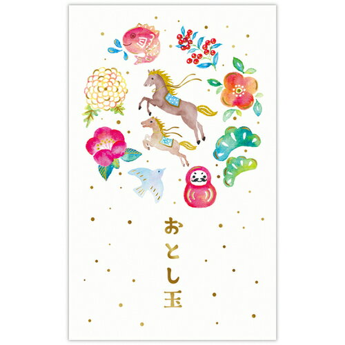 ホールマーク（Hallmark）　年賀ポチ袋・お年玉袋　なかにしいずみ　847586　箔　水彩親子うま　1柄3枚..