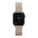 ピージーエー(PGA) AppleWatch 49/46/45/44/42mm用 PUレザーマグネットバンド アイボリー