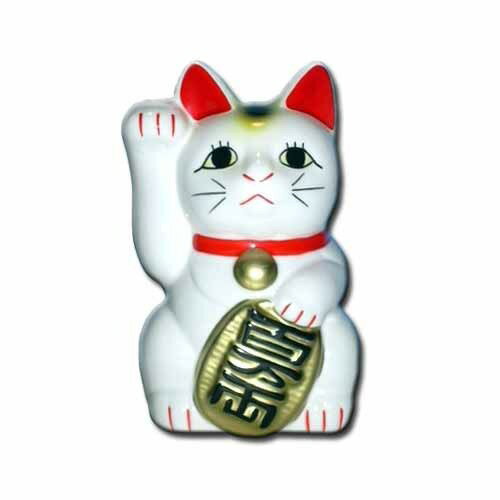 招き猫 右手 白 3号