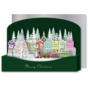 【クリスマス】　リーフワークカンパニー　クリスマスカード　ポップアップ　街並み│カード・メッセージカード　クリスマスカード