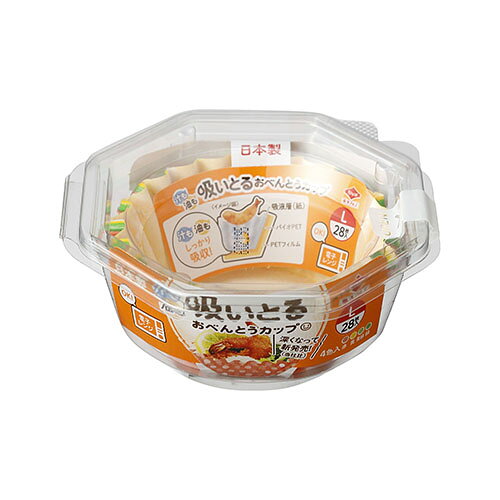 東洋アルミ　汁も油も吸いとるおべんとうカップ　L　4色　28枚入