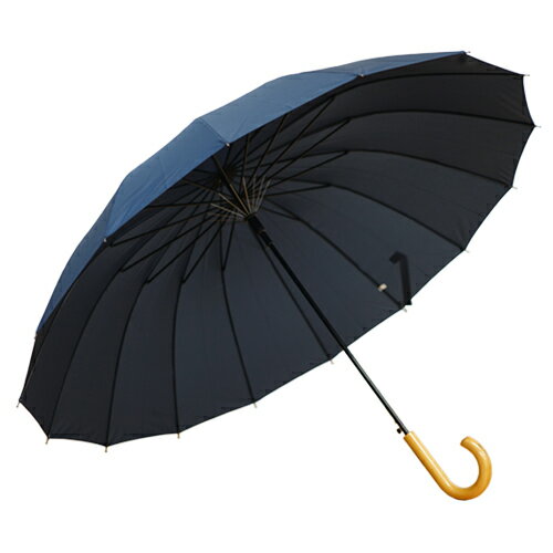 小宮商店 デイリーユースアンブレラ 風に強い16本骨 大きい ワンタッチ傘 70cm 767472−52 紺│傘・レインウェア・雨具 傘