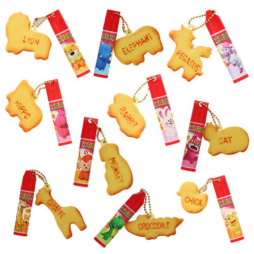 粧美堂　たべっ子どうぶつ　ラバーマスコット付きリップクリーム