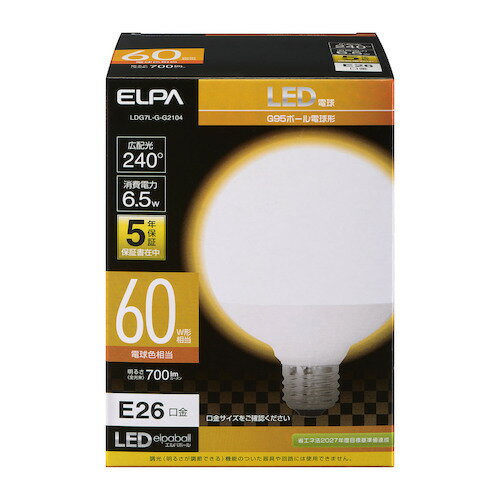 エルパ ELPA 電球ボール形 LDG7L−G−G2104 電球色│LED電球・LED蛍光灯