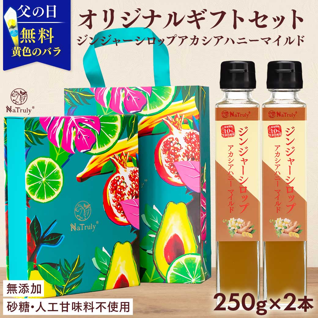 【 父の日 ギフト 2026 】 オリジナルギフトBOX入り 熨斗対応 しょうが ジンジャーシロップ ギフトセット アカシアハニーマイルド 250g×2個セット ( 500g ) 生姜 ジンジャーハニー 生姜蜂蜜 生姜湯 温活 プレゼント 女性 父の日プレゼント のし対応 熨斗対応