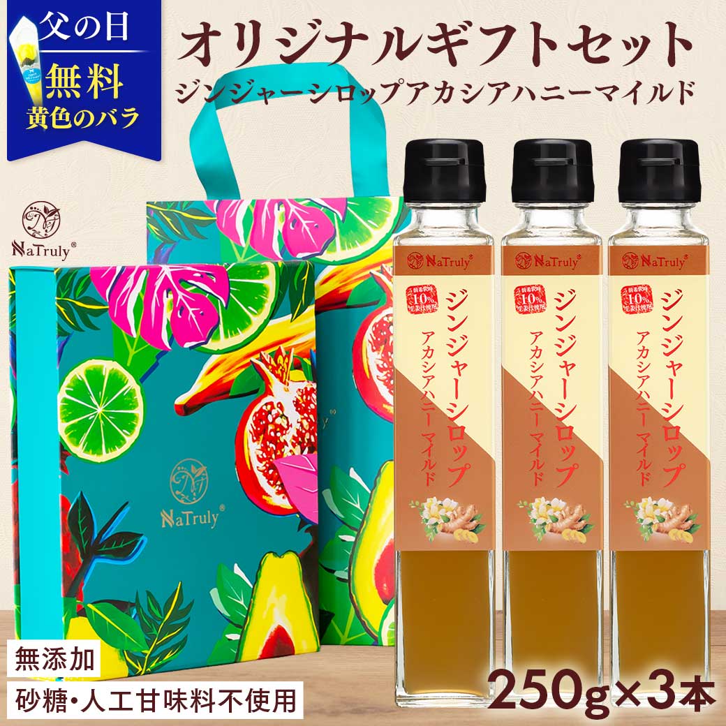 樂天商城 - 【 父の日 ギフト 2026 】 オリジナルギフトBOX しょうが ジンジャーシロップ ギフト アカシアハニーマイルド 瓶 250g×3個 ( 750g ) 生姜 ジンジャーハニー 生姜湯 温活 お洒落 プレゼント ギフト 女性 男性 健康ギフト 父の日プレゼント のし対応 熨斗対応