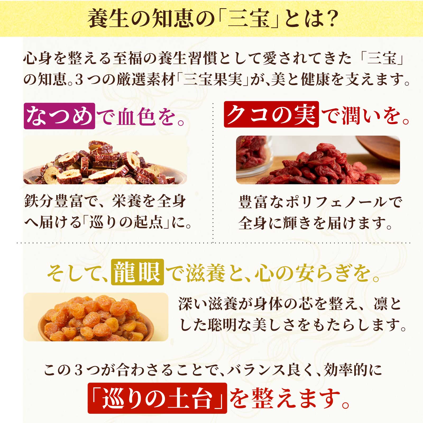 【クーポン利用で6103円★5/27まで】【新商品】 クコの実 なつめ リュウガン 三宝果実セット 大容量サイズ 「 クコの実500g なつめチップス200g 龍眼300g 」 竜眼肉 竜眼 ゴジベリー 棗 無農薬 無添加 三宝茶 薬膳茶 薬膳セット 薬膳食材 漢方 ドライフルーツ 安眠 2