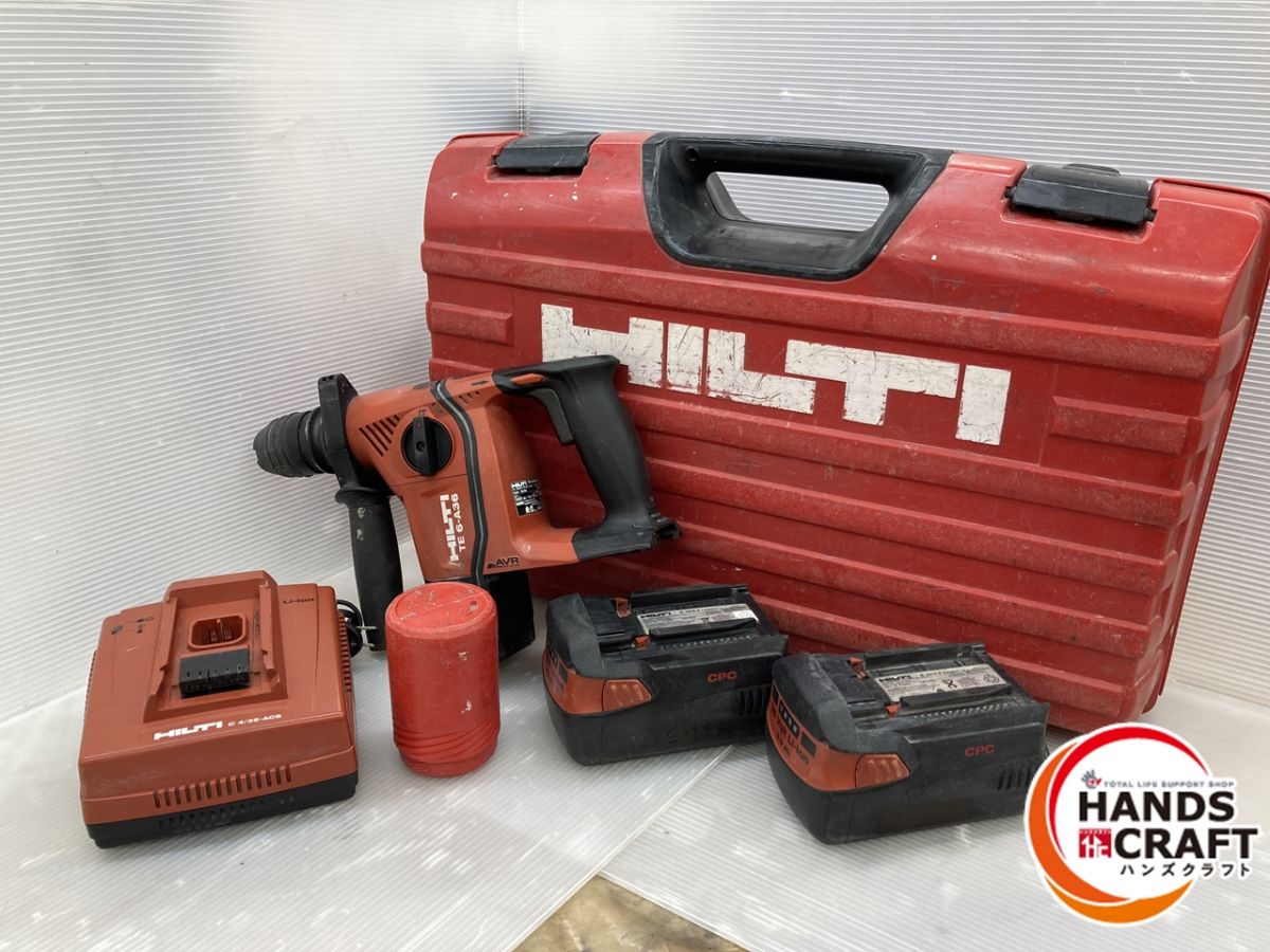 ◇【中古品】HILTI ヒルティ TE6-A36-AVR ロータリーハンマドリル 36V-3.9Ahバッテリー×2 充電器 変換アダプター付