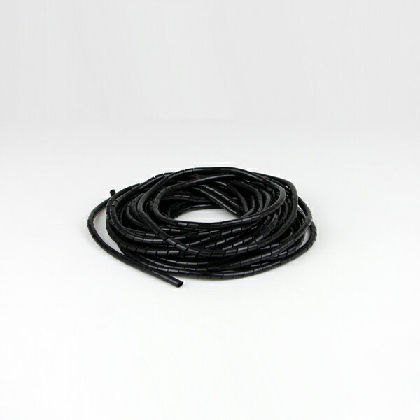 ■複数のケーブルに巻きつけるだけでスッキリ ■ケーブルの結束と保護を両立 ■任意の位置から引き出しが可能 ■柔軟性・耐久性がありくり返し使える サイズ（約） 　内径：4.6mm 　外径：6.0mm 　ピッチ：8.0±1.2mm 　結束範囲：4mm〜50mm 　厚さ：0.7±0.2mm 　長さ：10m 　重量：120g ※各サイズには個体差があります。ご了承ください。 耐熱性 　ビカット軟化温度：94℃ 　結晶化温度：111℃ 材質：ポリエチレン 色：黒 原産国：台湾 在庫商品 送料別途 配送区分:通常配送 ※自動計算は商品1個の場合のみ確定で、サイズ、数量、同梱品の状況によっては梱包が分かれる場合がございます。その際は、梱包ごとに送料が掛かります。(送料総額=梱包数×地域別送料) 割れ物の為注文数や同梱商品によっては宅配便160サイズ、25kg未満でもひとつの梱包にできない場合がございます。 その際の送料は梱包ごとに加算させていただきます。注文時の自動計算対応できない為、金額変更に関するメールをいたしますので、メールの確認を宜しくお願い致します。