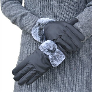手袋 レディース 防寒 防風手袋 リボンボア 裏ボア フェイクスウェード メール便送料無料 発熱 保湿 暖かい 柔らかい おしゃれ かわいい 通勤 通学 あったかグッズ