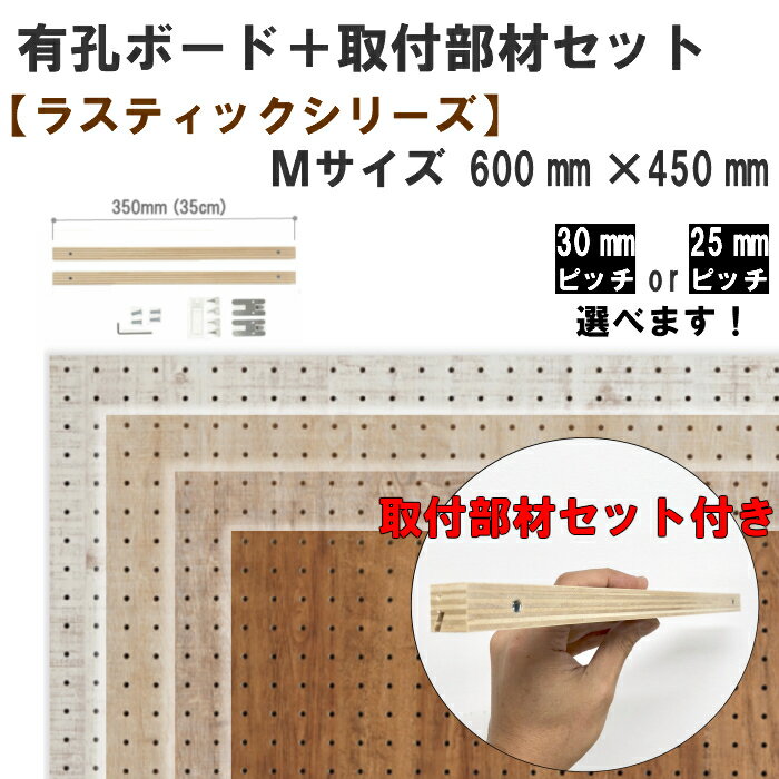 Asahi 壁掛け 有孔ボード セット ラスティックシリーズ Mサイズ【600mm×450mm×5.5mm×1枚】【取付け部材M350mm×2本】【ハイパーピン2箇所×1セット】※色柄・ピッチをお選び頂けます。