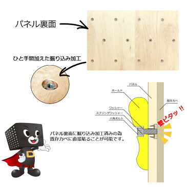 壁ピタッ！ボルダリングパネル910mm×606.6mm×18mm　3枚入り爪付きTナット付き（埋め込み）ホワイトヒッコリー色