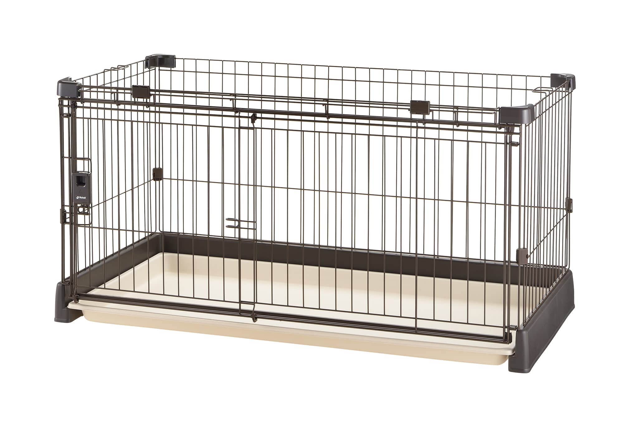 リッチェル もっとお掃除簡単ペットサークル 120-60 ダークブラウン 超小型犬 小型犬用 室内サークル 犬用ケージ