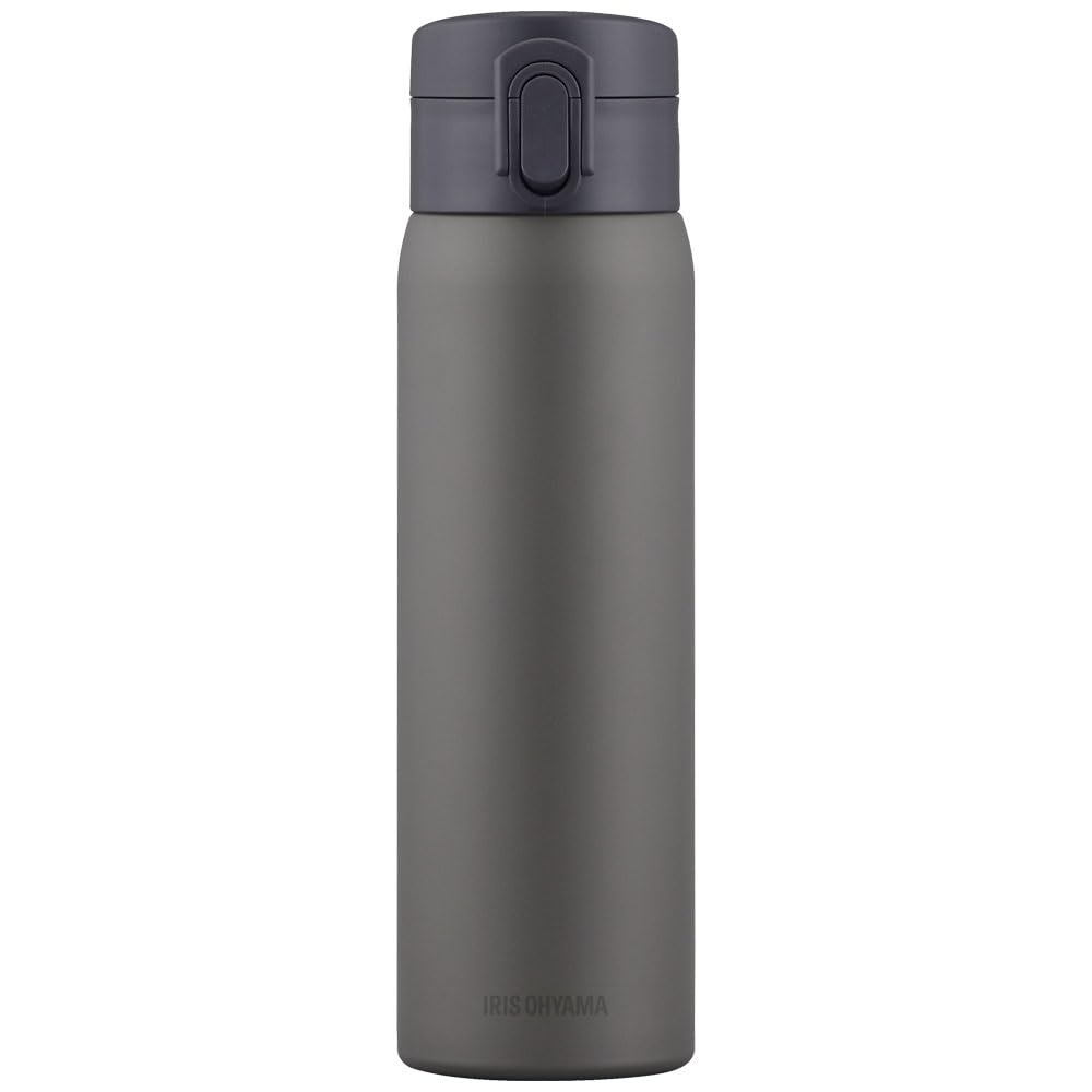 Rakuten - アイリスオーヤマ 水筒 500ml 真空断熱6時間キープ 片手で開け飲みしやすいワンタッチ オフィスで使いやすい 直飲み 丸洗い出来てお手入れラクラク ステンレスマグボトル SKB-O500 グレー ワンタッチ グレー 500 ml