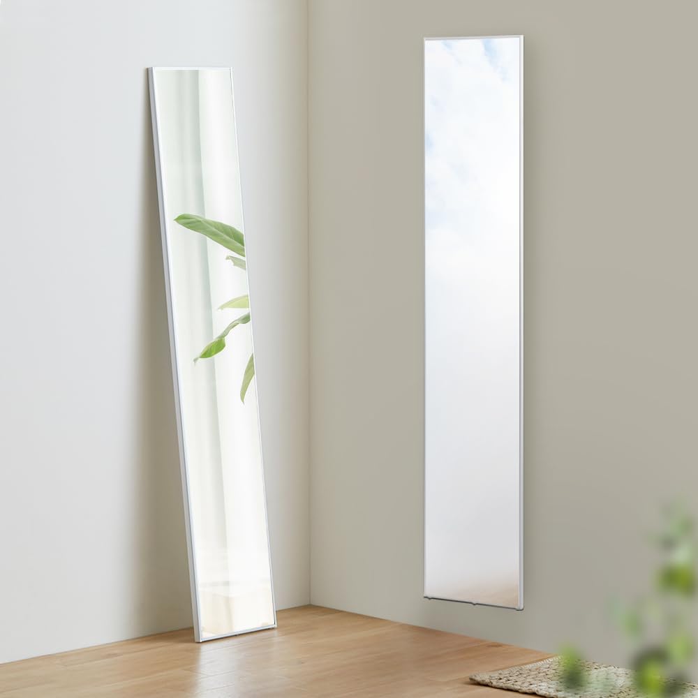 アイリスオーヤマ 【軽くて割れないフィルムミラー】 全身鏡 割れない 姿見 壁掛け 28cm×高さ150cm 姿見鏡 鏡 スタンドミラー おしゃれ 自立 賃貸OK 地震対策 KWM-28150 シルバー 長さ150 x 幅28 cm 壁掛けタイプ