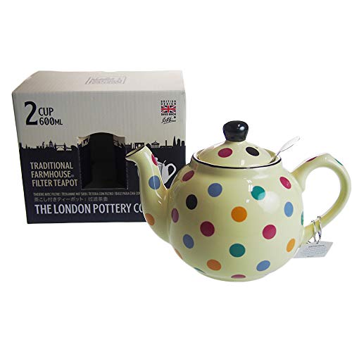 London Pottery ロンドンポタリー ファームハウス ティーポット アイボリー/ドット 2cup 78412 | 紅茶 イギリス 可愛らしい ナチュラル デザイン ステンレス ティーストレーナー 陶器 磁器 焼き物