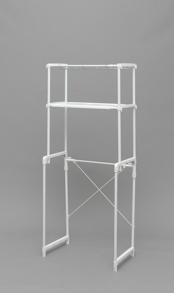 アイリスオーヤマ ランドリーラック 幅約65.6~97.0×奥行約36.6×高さ約161.6cm 横幅伸縮 メッシュ&フラット棚 ドライバー不要 簡単組み立て ホワイト LR-16P IRIS OHYAMA