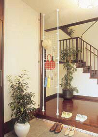 乐天商城 - アイリスオーヤマ つっぱり棚 パーテーション メッシュ 幅45×奥行7×高さ200-270cm ホワイト RP-420 IRIS OHYAMA