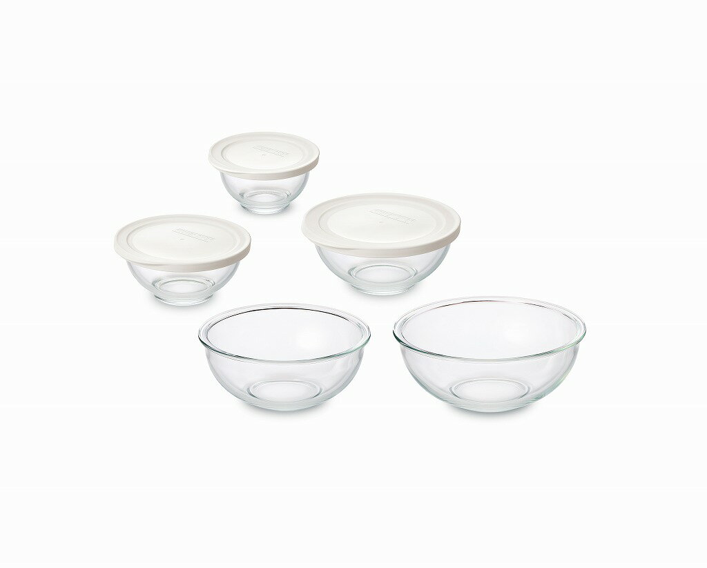 アイリスオーヤマ 耐熱ガラス容器 5点セット ホワイト TGB-5S IRIS OHYAMA