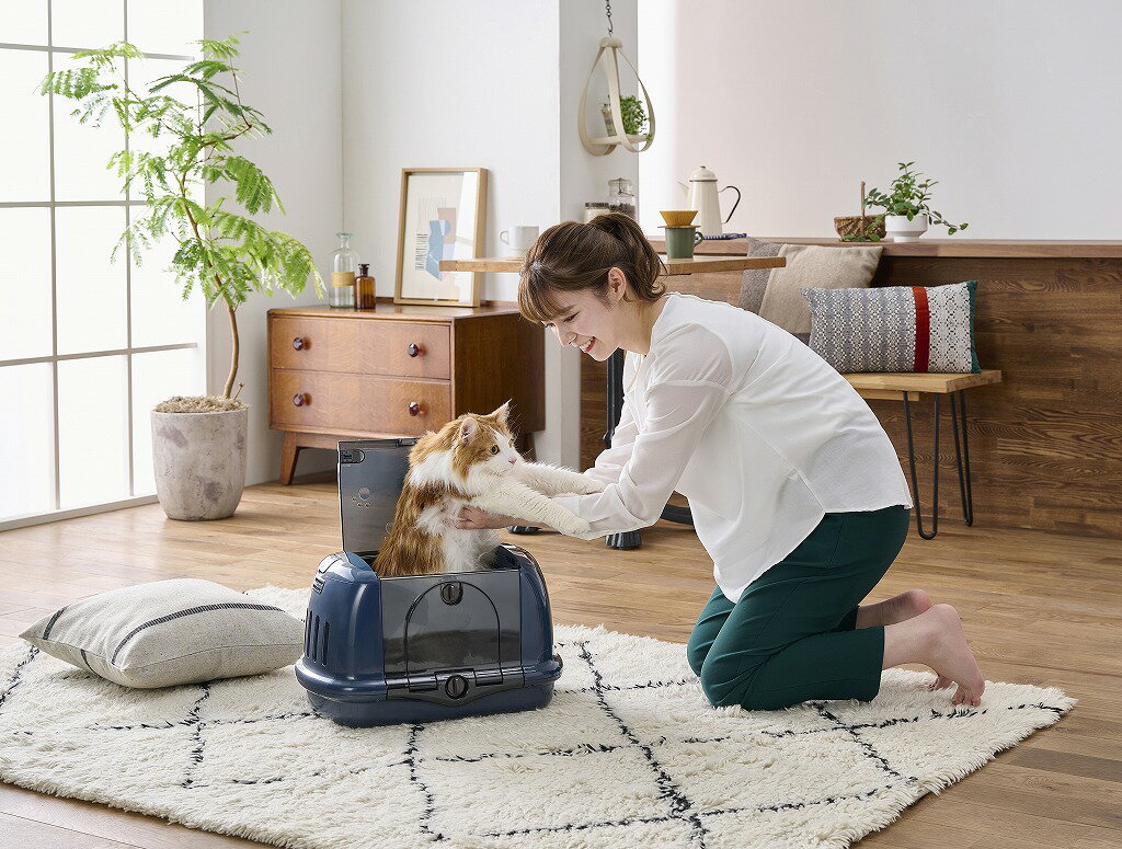 アイリスオーヤマ 犬 猫 キャリー ペットハウス&キャリー 中が見える ネイビー P-H...