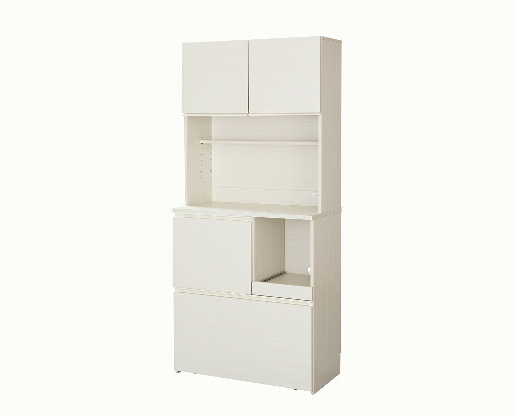 アイリスオーヤマ キッチンラック 食器棚 棚 キッチン 収納 棚 収納棚 ラック キャビネット キッチンキャビネット オフホワイト KCB-790 IRIS OHYAMAのサムネイル