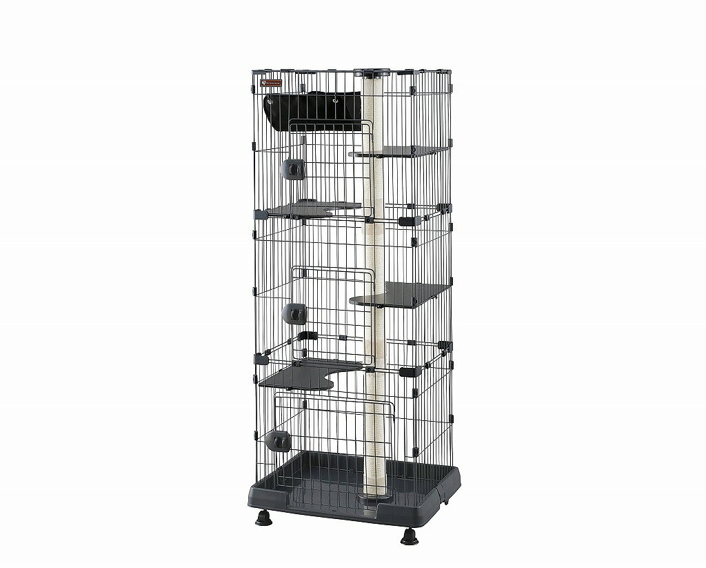 アイリスオーヤマ キャットタワー付ケージ スリム ダークグレー 猫用 PCLC-703 IRI...