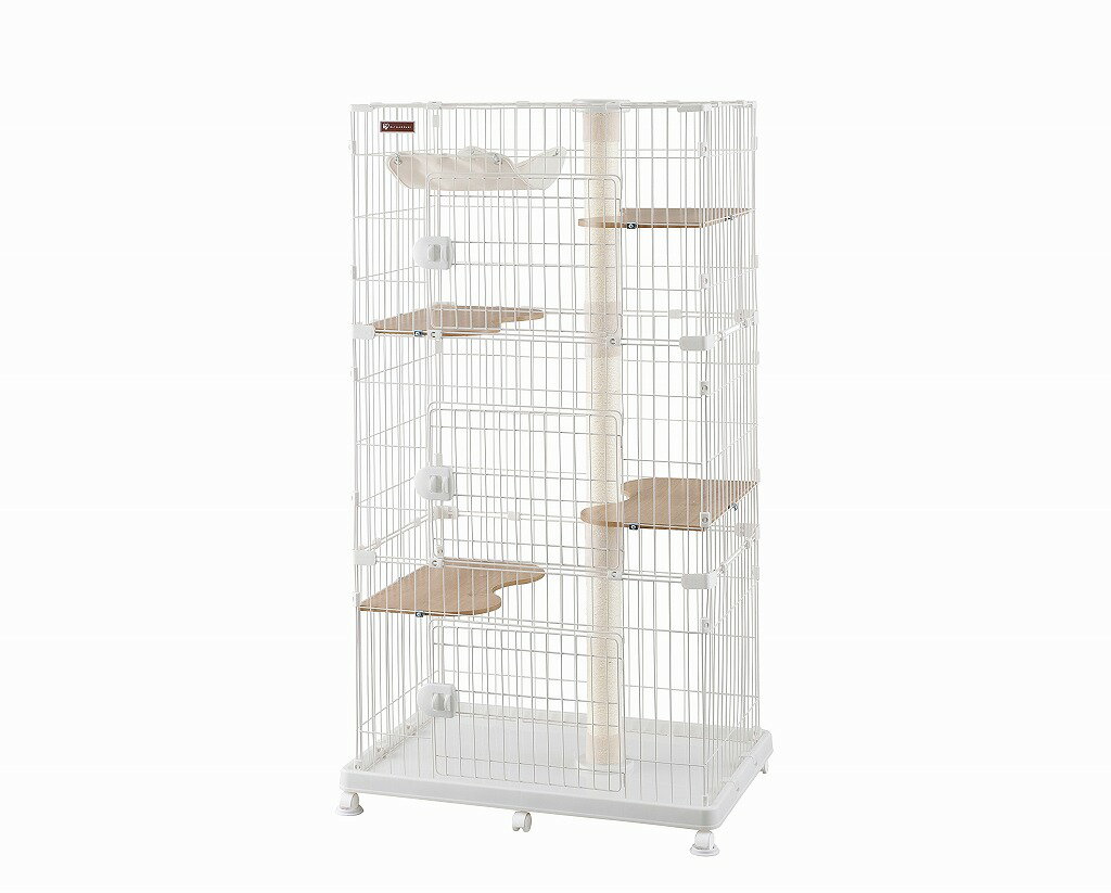 アイリスオーヤマ キャットタワー付ケージ ワイド オフホワイト 猫用 PCLC-903 IRIS OHYAMA