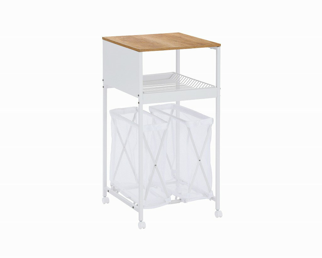 アイリスオーヤマ 天板付き ランドリーワゴン ワイドタイプ バスケット付 ホワイト TLAW-B420 IRIS OHYAMA