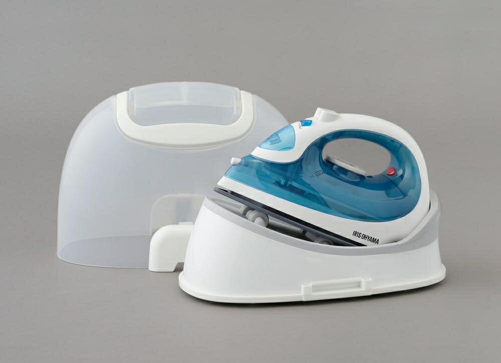 アイリスオーヤマ スチームアイロン コードレス 長さ約22.3×幅約10×高さ約13.1cm 最短30秒スピード立上 セラミックコート 軽量 ケース付 ライトブ...