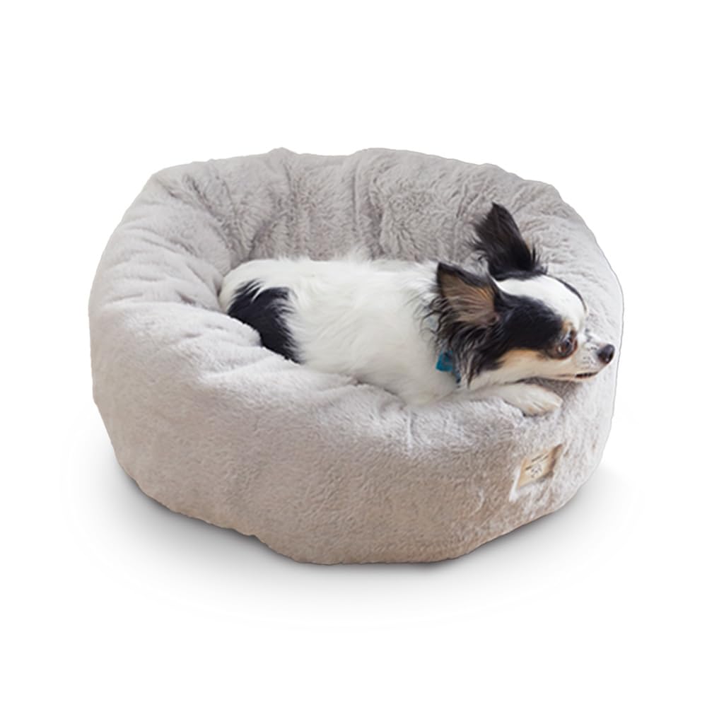 Rakuten - アイリスオーヤマ(IRIS OHYAMA) 犬 猫 ベッド ラビットファークッション ペットベッド PRCB-500 グレー 直径約50×高さ約16