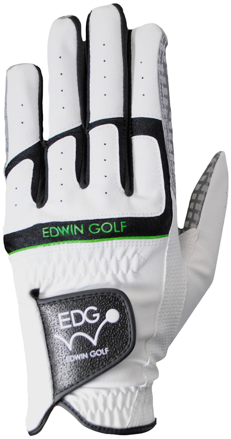 EDWIN GOLFの非公認シリコングリップゴルフグローブ（EDGL-3660）は、スイングの安定と飛距離アップをサポートするために設計された左手用グローブです。 強力なシリコングリップを採用しており、雨天時でも滑りにくく、確実なホールド感...