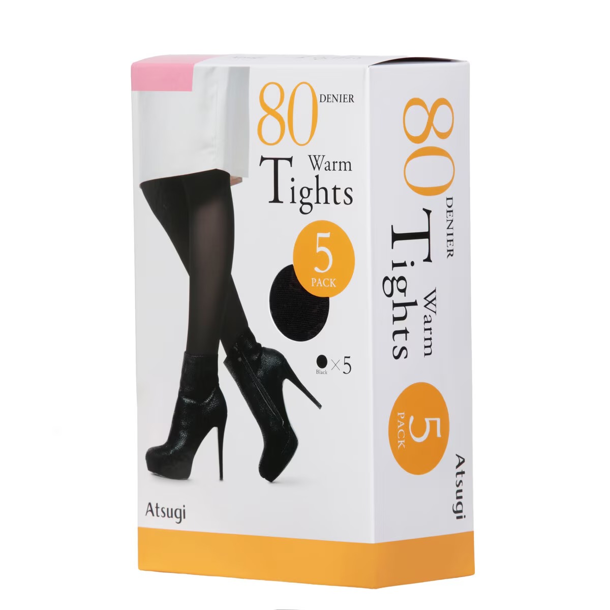 乐天商城 - 【5足組・お得セット】アツギ(ATSUGI) タイツ 80デニール 厚手 暖か ブラック M-Lサイズ レディース 秋冬 防寒 伸縮性抜群 ストッキング まとめ買い 黒タイツ