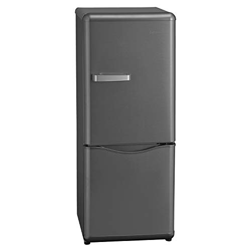 LEPREMIERE レトロ冷凍冷蔵庫 165L 2ドア 右開き ルプルミエール スペースシルバー LKR-150S | 高級感 お洒落 レトロスタイル たっぷり収容 霜取り ファン冷却式 ガラストレイ お掃除がラク