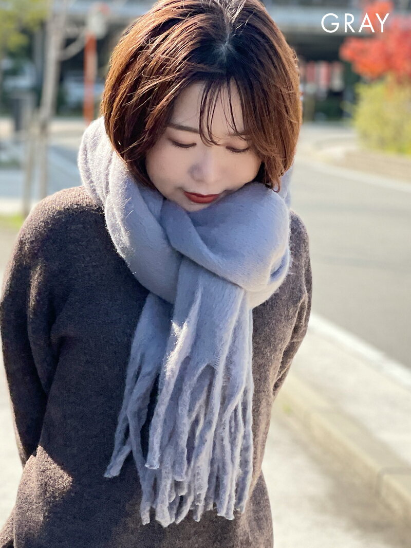 シンプルカラー 大判ストール ストール 大判 秋冬 ウールタッチ マフラー かわいい レディース