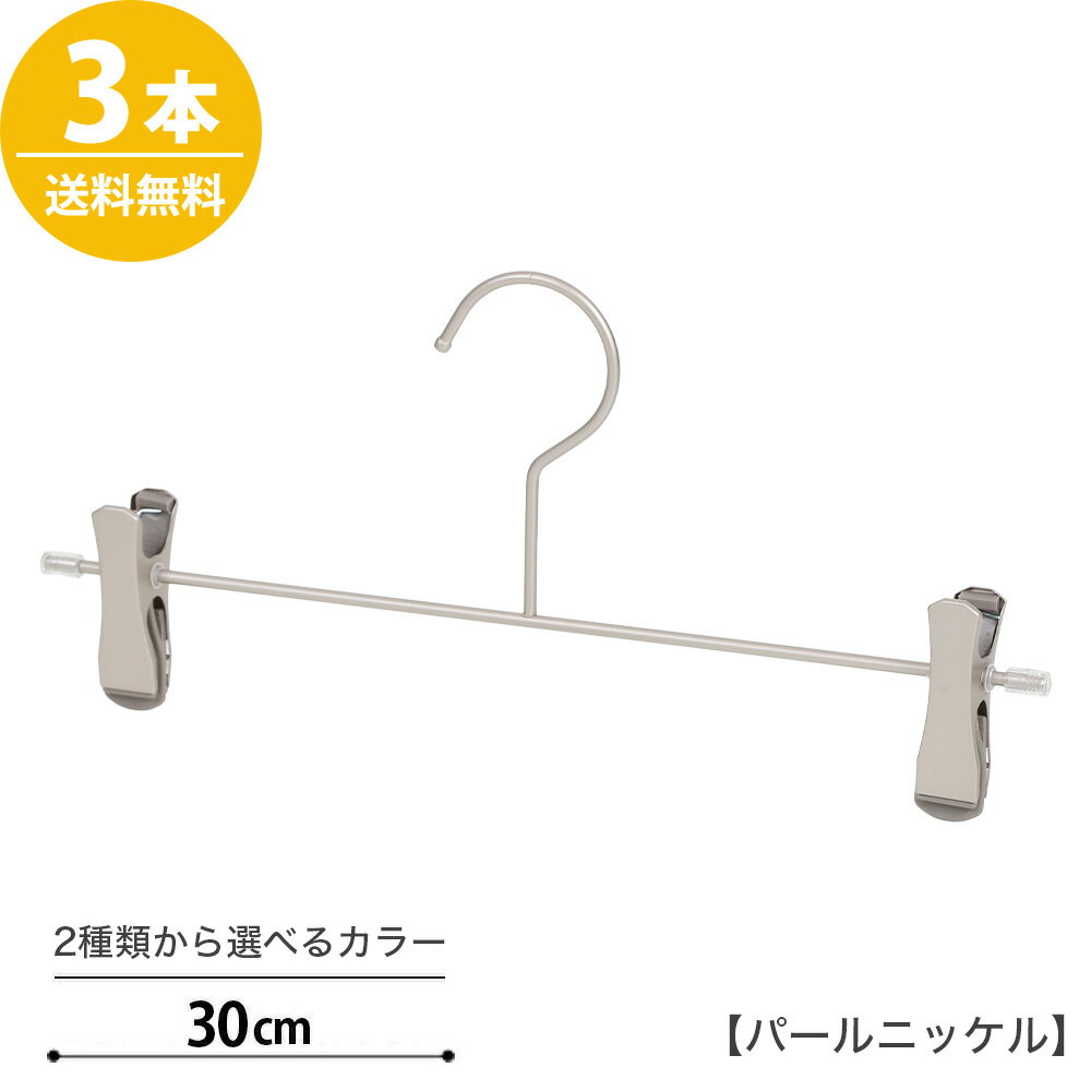 初回限定 ボトムハンガー 3本セット お試し 送料無料 買い回り ハンガー ズボン用 スカート パンツ クロームメッキ/パールニッケルメッキ 固定式 すべらない 跡がつかない プロ仕様 タヤクリップスマートタイプ【メール便】【同梱不可】【代引不可】