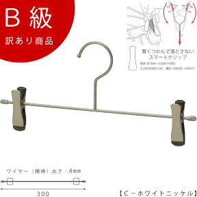 アウトレットハンガー class-b-5010　訳あり品 ボトム用 C-ホワイトニッケル フック固定式　10本セット【あす楽】パンツ ズボン スカート用 メンズ レディース 収納 ハンガーのタヤ